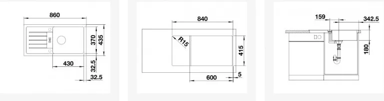 Kuhinjsko korito BLANCO FAVUM XL 6 S 524233 + SIFON ANTRACIT