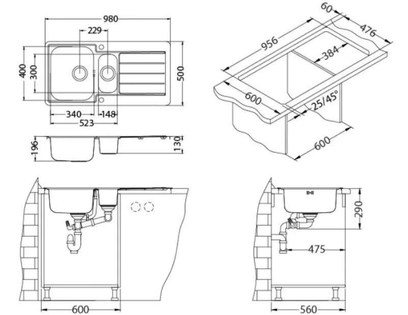 Kuhinjsko korito ALVEUS line maxim 10 1085943
