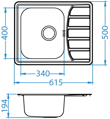 Kuhinjsko korito ALVEUS ZOOM MAXIM 10 1100215 + sifon