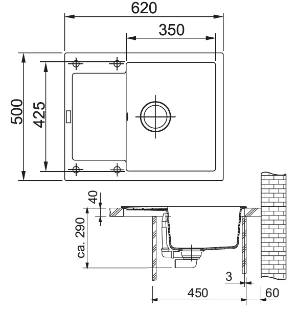 Kuhinjsko korito FRANKE MRG 611-62 kasmir 114.0302.708 + SIFON