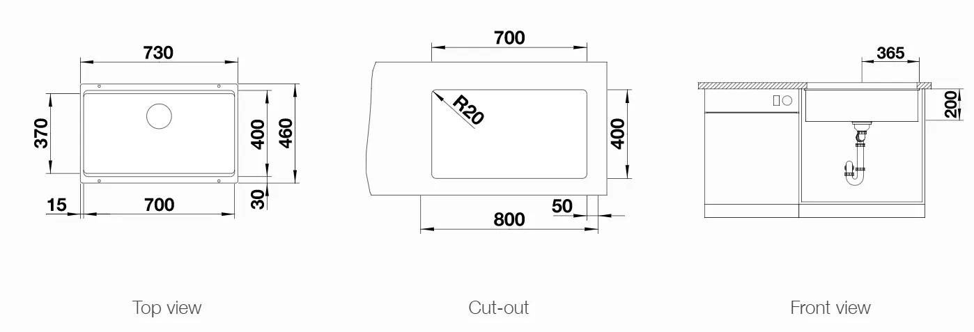 ETAGON 700-U, antracit 525167 + SIFON