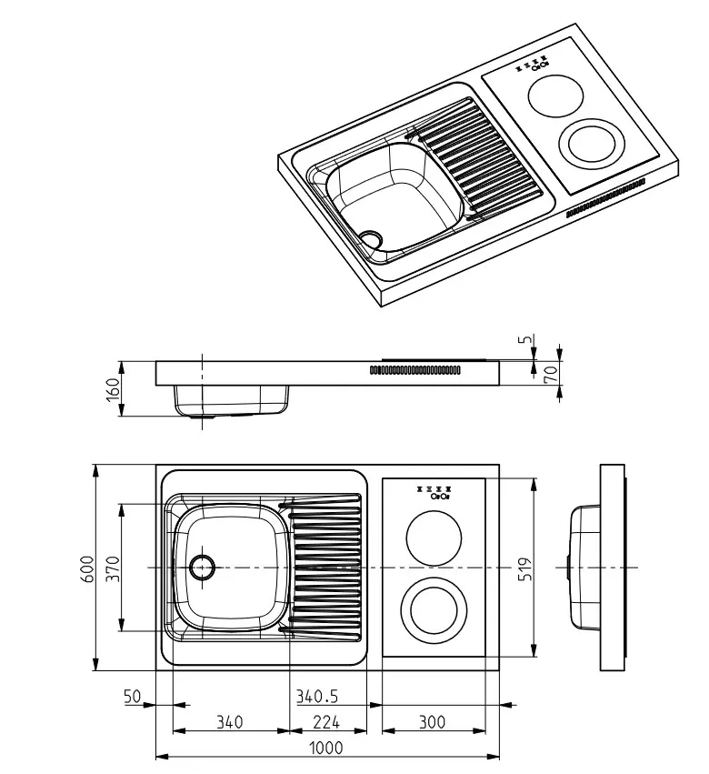 Kuhinjsko korito ALVEUS Combi Ceral 100 DESNI 1136495