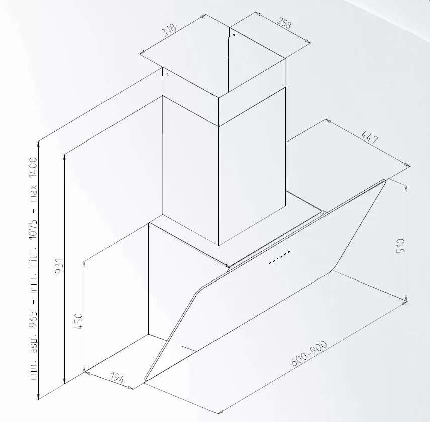 Kuhinjska napa SICCABO BLACK SCREEN 60 239806