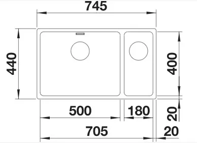 ANDANO 500/180-U, desni, svilnat lesk 522989 + SIFON