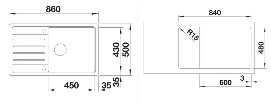 LEGRA XL 6 S, obračljiv, antracit 523326 + SIFON